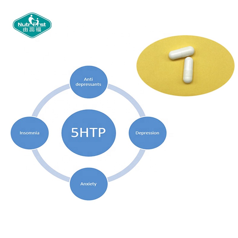 Suplementos de 5-HTP de marca privada 5 cápsulas de triptófano HTP L-5-Hydroxy 5HTP con vitamina B6 para apoyar el sueño
