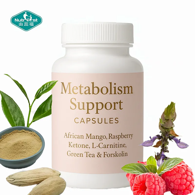 Cápsulas OEM de apoyo al metabolismo con mango africano, cetona de frambuesa, L-carnitina, té verde y forskolina