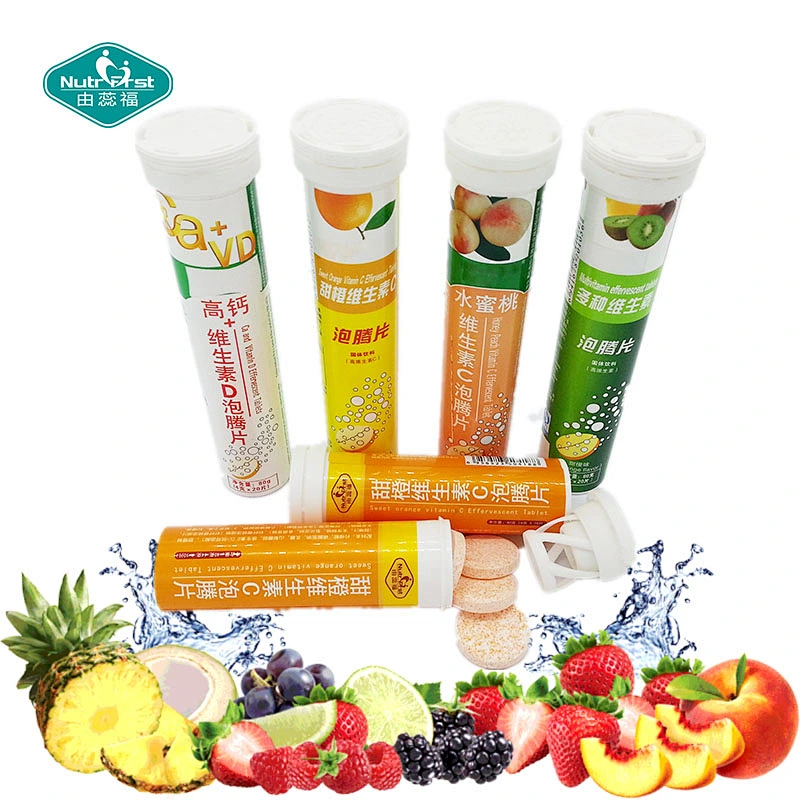 Suplemento de bebidas saludables OEM ODM Producto de soporte inmunológico Tableta Vitamina C efervescente con paquete personalizado