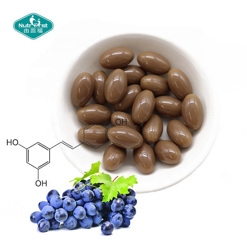 Nutrifirst Suplementos para la salud cardiovascular Extracto de plantas Cápsulas blandas de resveratrol trans puro