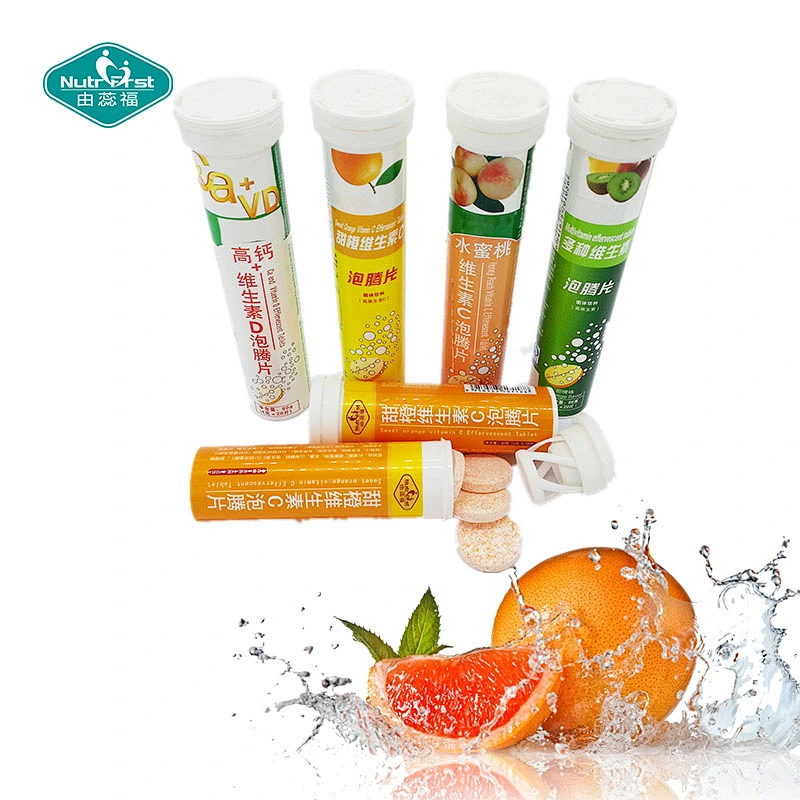 Suplemento de bebidas saludables OEM ODM Producto de soporte inmunológico Tableta Vitamina C efervescente con paquete personalizado
