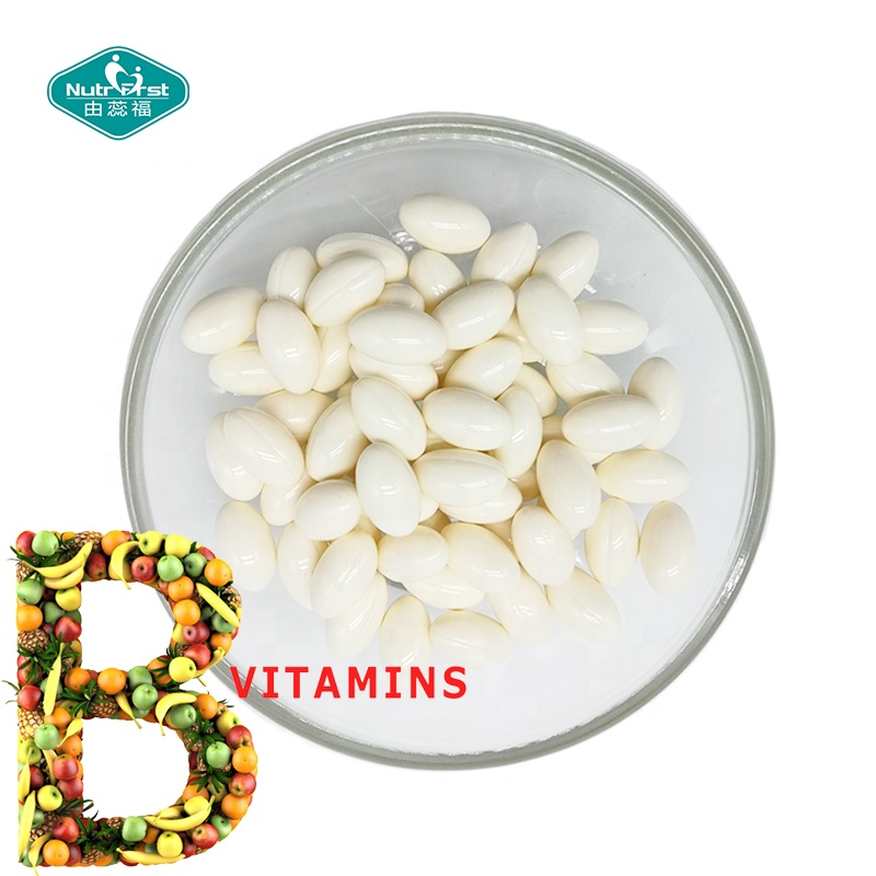Cápsula de gelatina blanda de suplemento de grupo de vitamina B a granel personalizada personalizada con ácido fólico de biotina de niacina