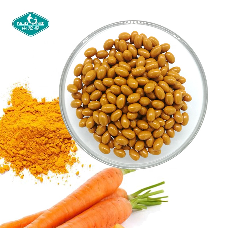 Extracto de zanahoria orgánico a granel, suplementos de vitamina B, polvo de betacaroteno, cápsulas blandas, píldoras de betacaroteno