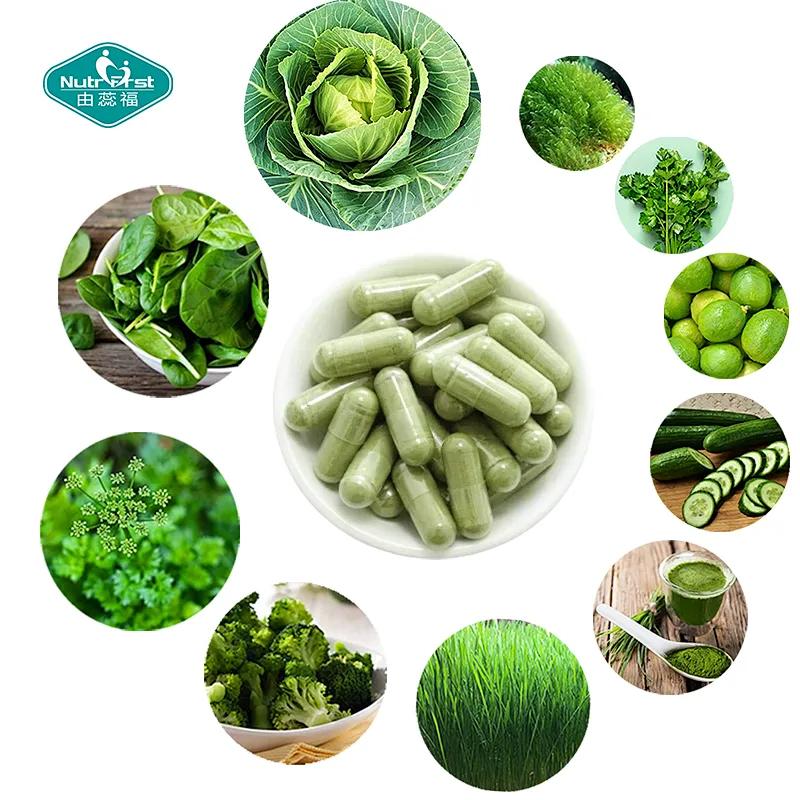 Nutrifirst Custom Customization OEM 10-In-1 Various Natural Extracts Improve Well-Being Bring Overall Health Green Food Capsules