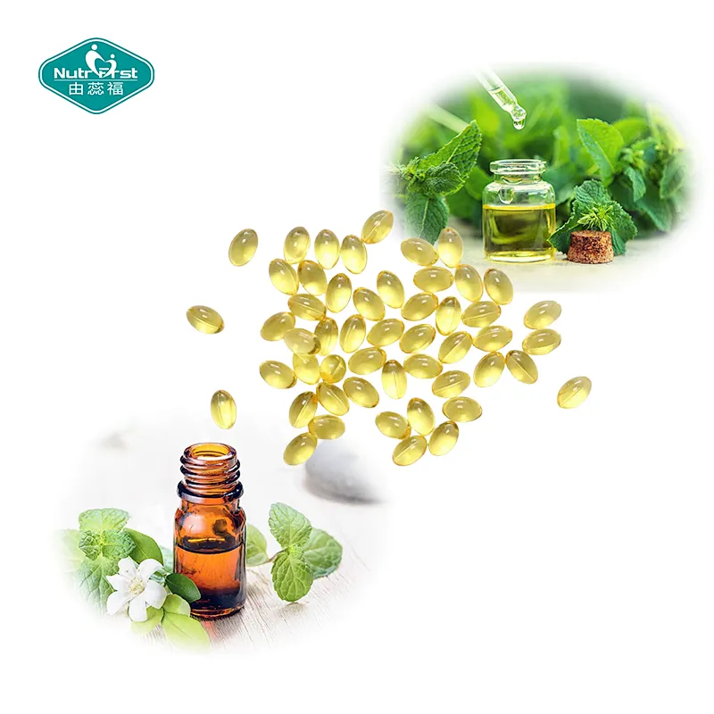 La personalización OEM de Nutrifirst mejora los beneficios de rendimiento del ejercicio para las cápsulas blandas de aceite de menta para músculos y articulaciones