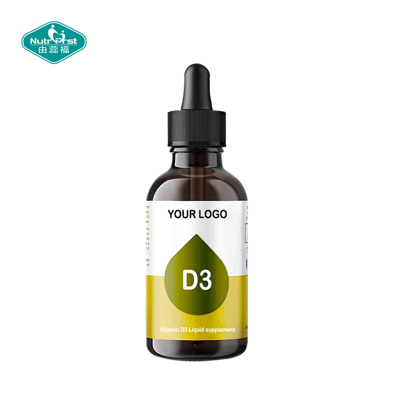 Suplemento de nutrientes líquidos orales de marca privada Nutrifirst, gotas de vitamina D3 para apoyo inmunológico, salud ósea