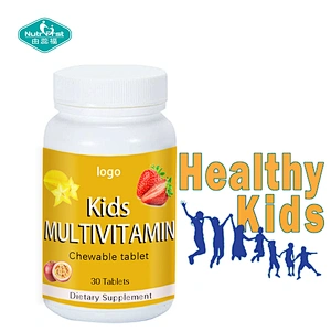Suplemento alimenticio para niños, salud general, multivitamina, mineral, colina, soporte de inmunidad, tableta masticable a granel