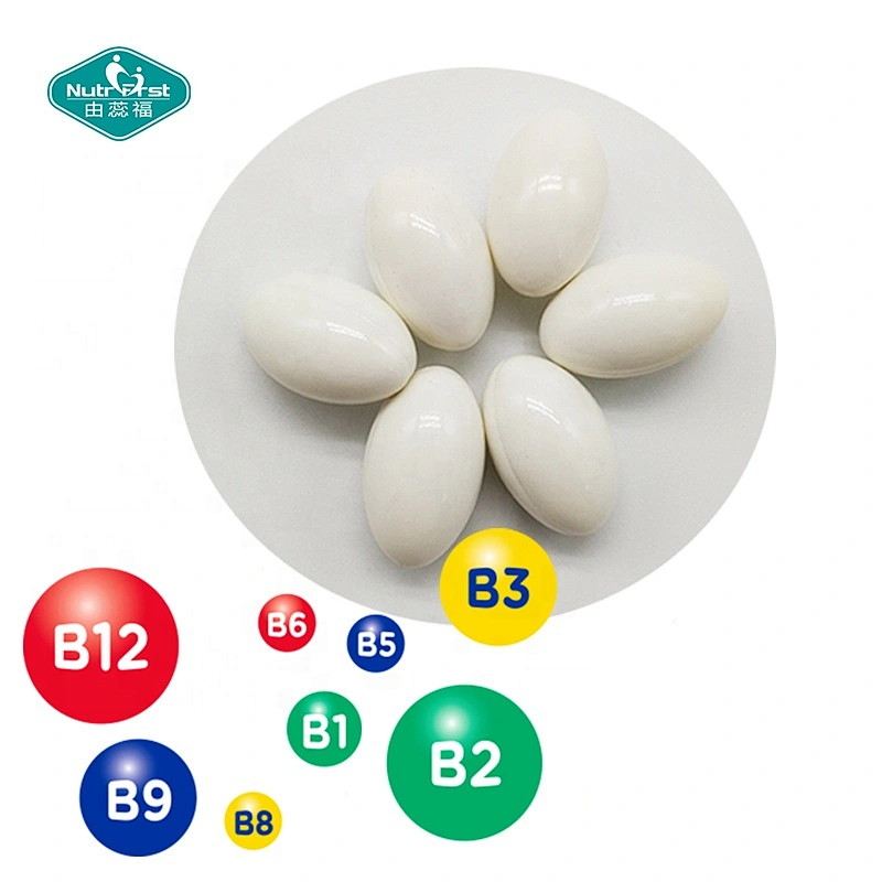 Cápsula de gelatina blanda de suplemento de grupo de vitamina B a granel personalizada personalizada con ácido fólico de biotina de niacina