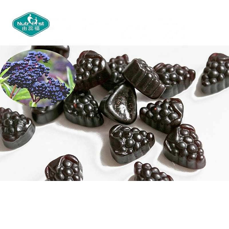 Nutrifirst OEM Immune Support Pectin Real Organic Elderberry Immune Candy Vitamin C Zinc Gummies