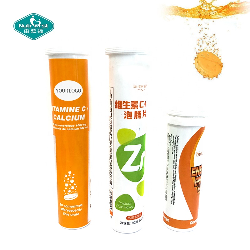 Nutrifirst Private Label Suplemento de apoyo inmunológico sin gluten Vitamina C 1000 mg Tabletas efervescentes