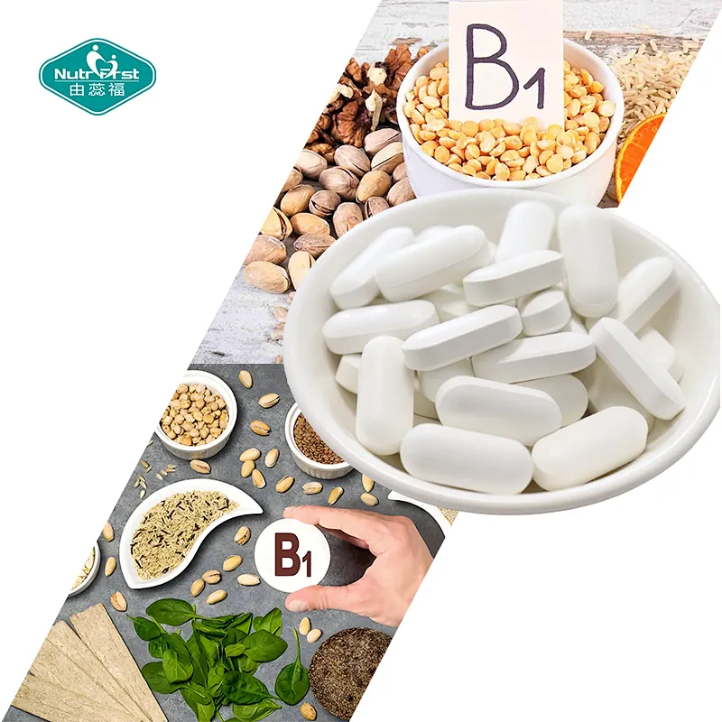 Nutrifirst Vitamina B1 Tabletas Suplementos dietéticos con calcio apoya la salud del sistema nervioso Fuerza ósea