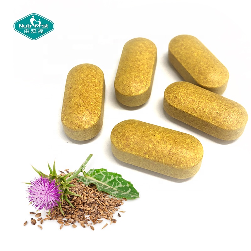Suplementos veganos para la salud del hígado, tableta de extracto de curcumina de cúrcuma de cardo mariano con vitamina CE de selenio