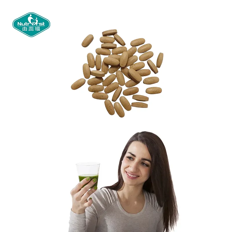 Nutrifirst Personalización personalizada OEM Antioxidante alto en vitaminas y minerales Tabletas de pasto de trigo