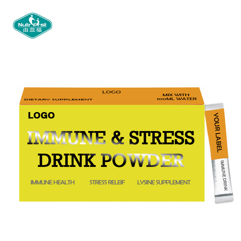 Nutrifirst Dietary Supplement Immune & Stress Support Lysine HCL Ashwagandha Licorice Drink Stick Powder