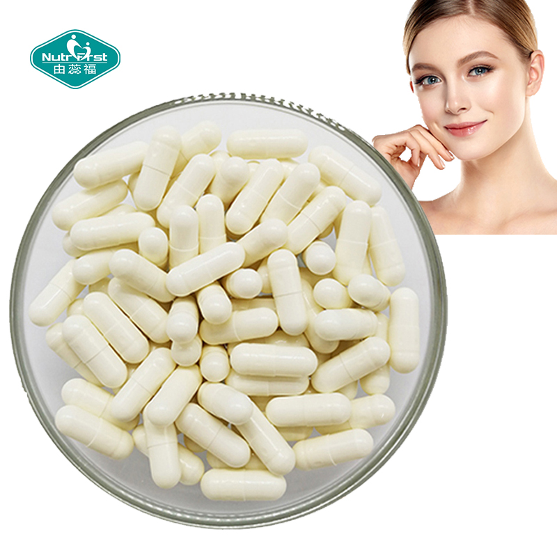 Cápsulas de salud de marca privada Nutrifirst, cápsulas blanqueadoras de piel de ácido hialurónico de colágeno para belleza