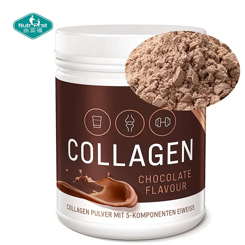 Apoya la piel y las uñas, salud intestinal Colágeno hidrolizado múltiple Proteína de chocolate Vitamina C en polvo