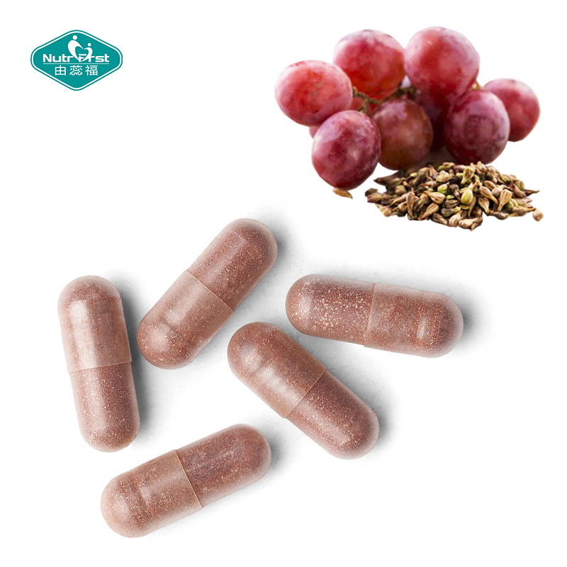Suplementos antienvejecimiento a base de hierbas, polvo de semilla de uva PE, píldoras personalizadas, cápsulas de extracto de semilla de uva para aumentar la inmunidad