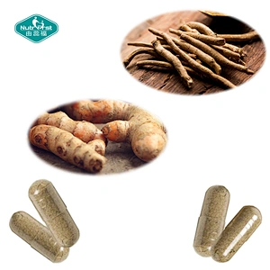 Cápsulas de suplemento de fuerza de extracto de pimienta negra de jengibre de cúrcuma combinada de Ashwagandha para soporte de estado de ánimo energético