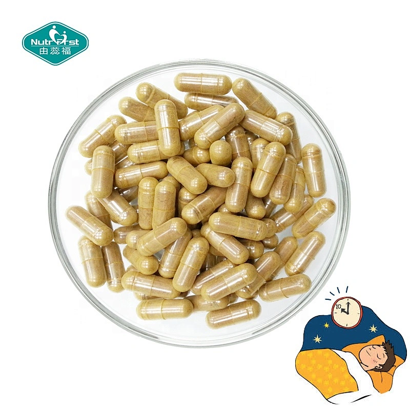 Suplemento para dormir Manzanilla Valeriana Flor de la pasión Bálsamo de limón Extracto de lúpulo GABA Cápsulas complejas de ácido gamma-aminobutírico