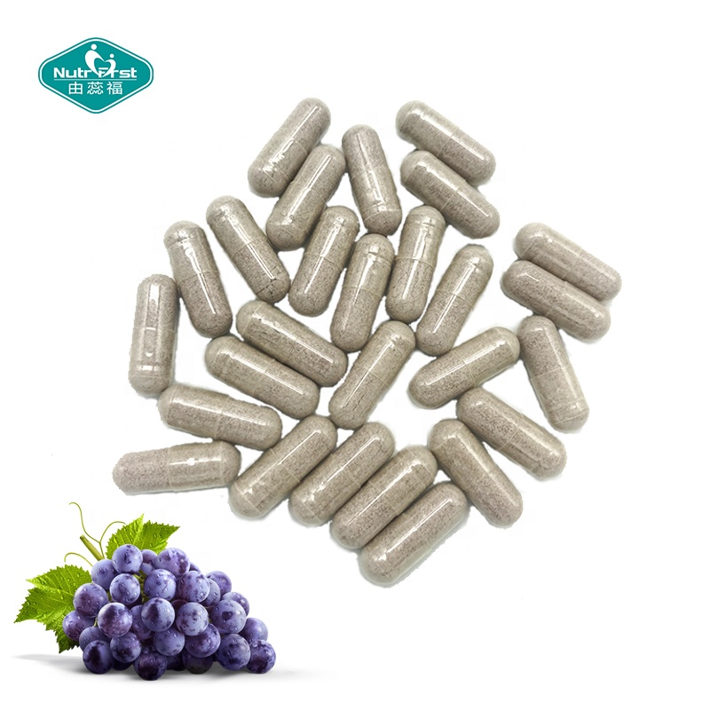 Suplementos antioxidantes que mejoran la salud cardiovascular Resveratrol antienvejecimiento Cápsula de extracto de semillas de uva de vino tinto