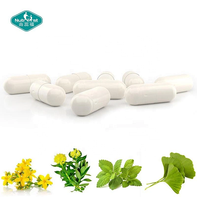 Suplemento para aliviar la ansiedad, 7 hierbas potentes, cápsulas de extracto de hoja de bálsamo de limón de Gotu Kola, con raíz de Rhodiola Eleuthero