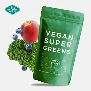 Espirulina Chlorella Enzimas Digestivas Probióticos Superalimento Verdes Mezcla Roja En Polvo