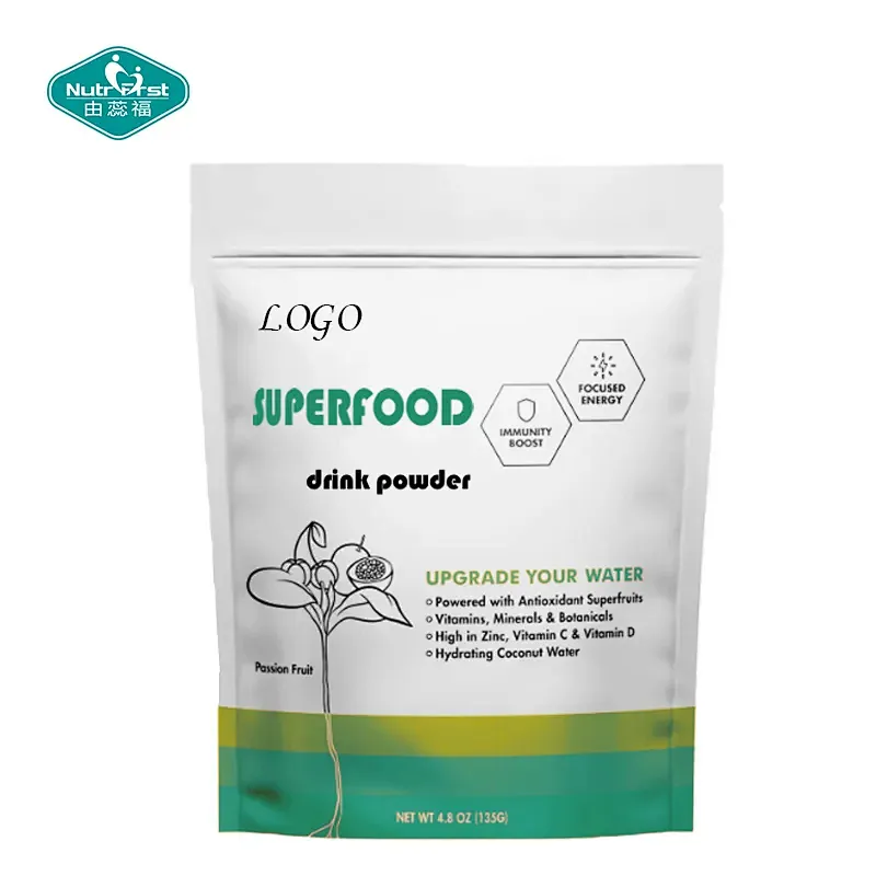 Venta al por mayor de polvo de bebida de proteína vegetal multivitamínica de mezcla de superalimentos sin OGM para la salud intestinal