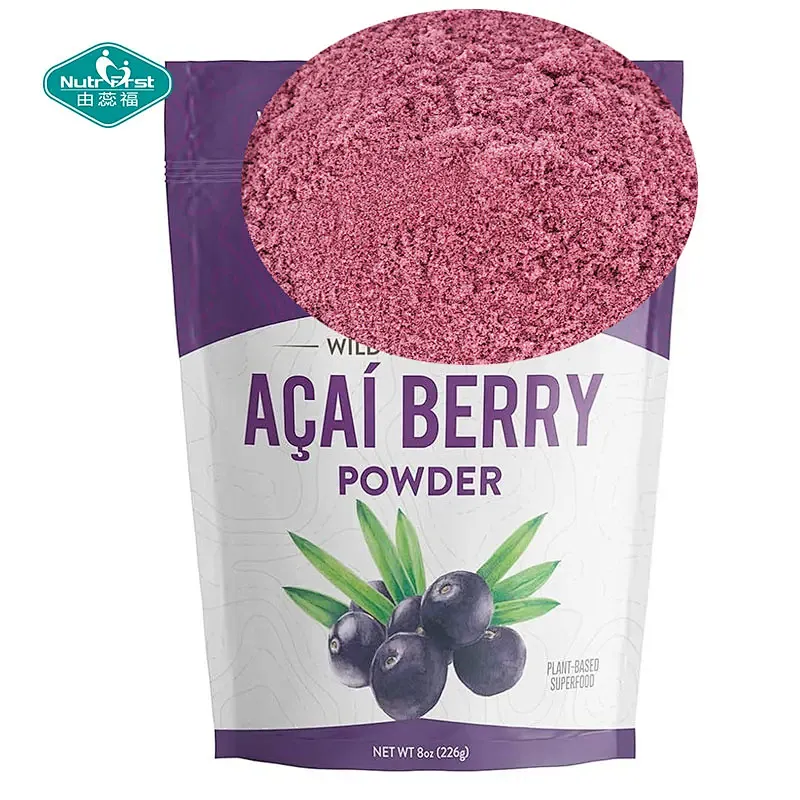 Sin azúcar ni aditivos Superalimento liofilizado en polvo de bayas de Acai para bebidas, batidos y bebidas