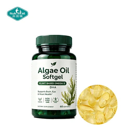 Vegan Algae Oil Softgel DHA Omega 3 Supplement OEM Brain and Eye Health Support