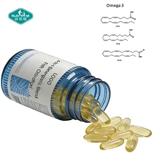 Cápsulas blandas de aceite de pescado con mezcla sinérgica 4 en 1 personalizadas de Nutrifirst con omega-3, luteína, zeaxantina y vitamina E para la salud de los ojos y el cerebro