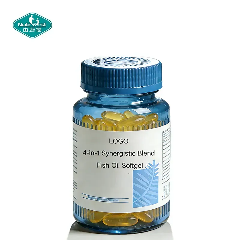 Cápsulas blandas de aceite de pescado con mezcla sinérgica 4 en 1 personalizadas de Nutrifirst con omega-3, luteína, zeaxantina y vitamina E para la salud de los ojos y el cerebro