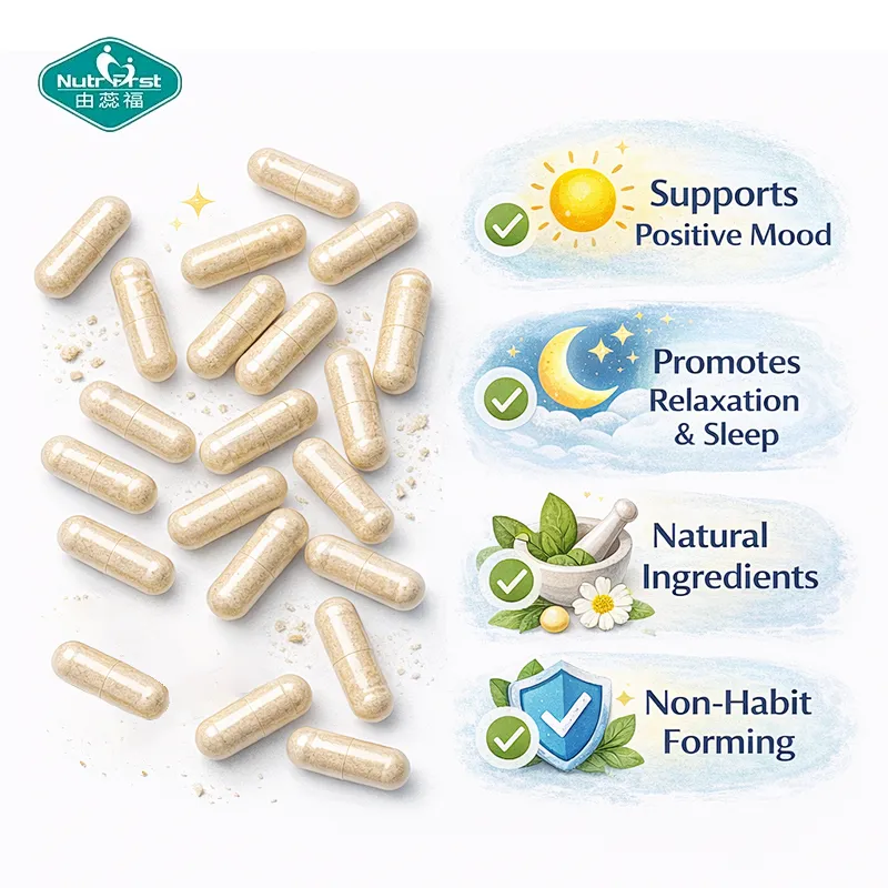 Nutrifirst OEM Natural Sleep Relaxation Capsules Melatonin L-Theanine GABA 5-HTP Pill for Stress Mood Support
