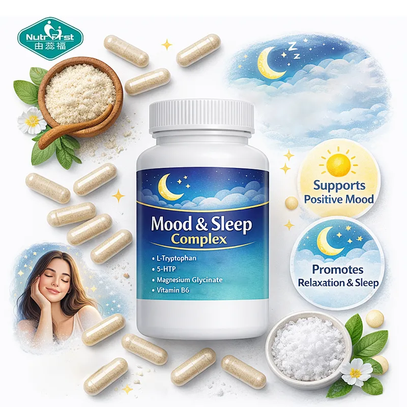 Nutrifirst OEM Natural Sleep Relaxation Capsules Melatonin L-Theanine GABA 5-HTP Pill for Stress Mood Support