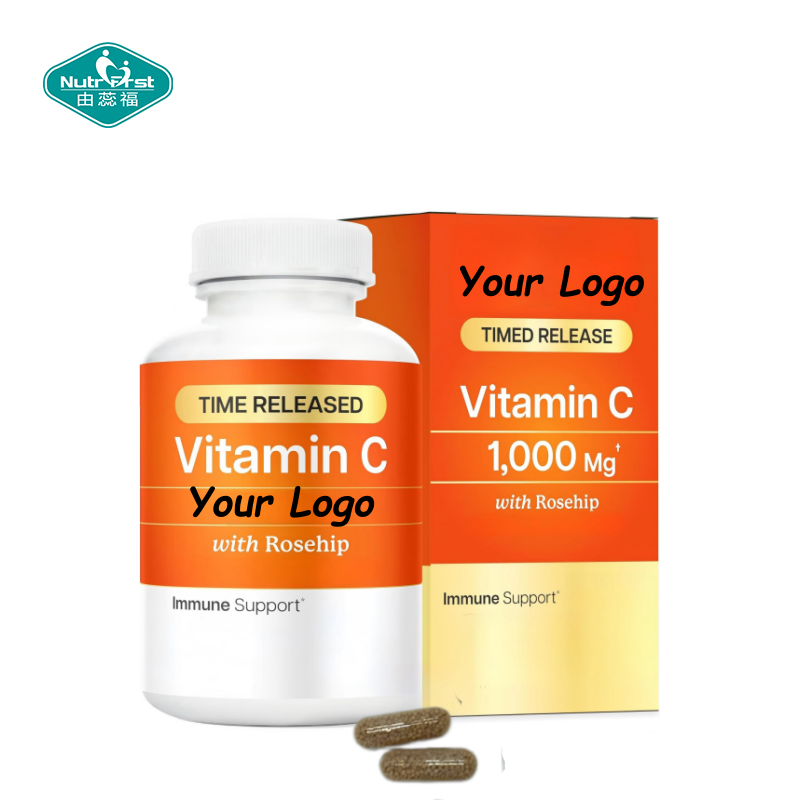 OEM Sustained Release Vitamin C Pellets Capsule Natural Acerola Rose HIPS Blend Immune Collagen Support Vegan