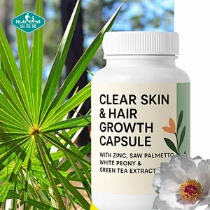 Cápsula de suplemento para el crecimiento del cabello y la piel transparente OEM con zinc, palma enana americana, peonía blanca y extracto de té verde