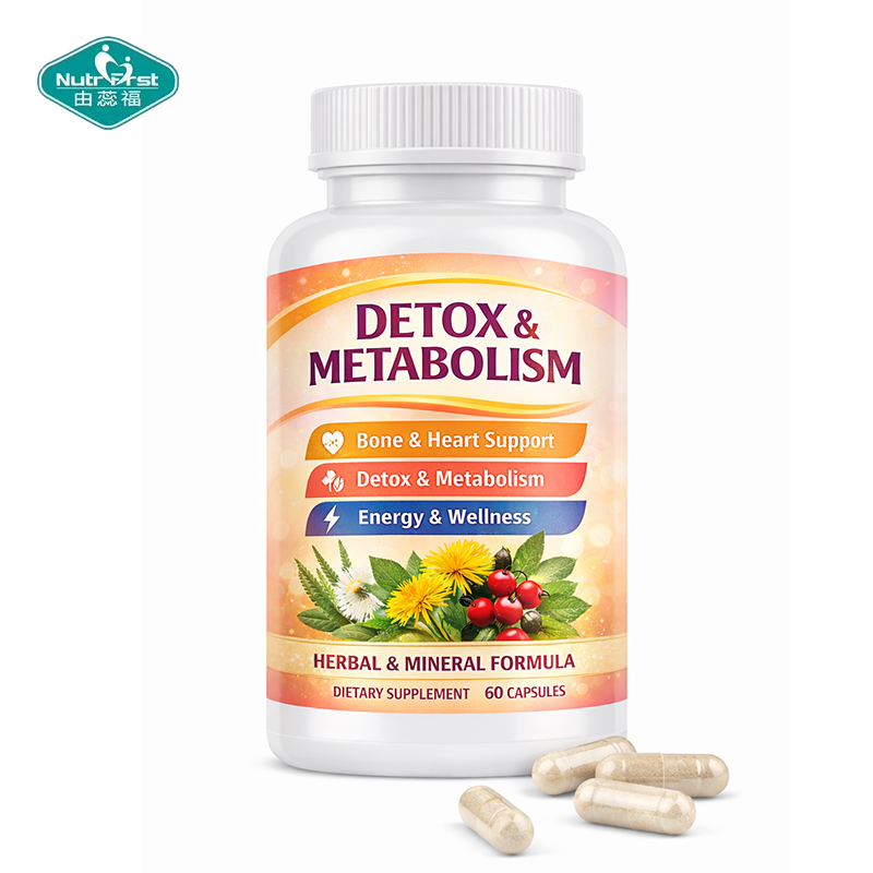 Nutrifirst OEM Detox & Metabolism & Heart Support Herbal Supplement with Vitamins Minerals & Green Tea Extract