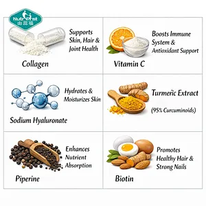 Hot Selling Anti Aging Collagen Capsule with Vitamin C Hyaluronic Acid Turmeric Biotin for Skin Health