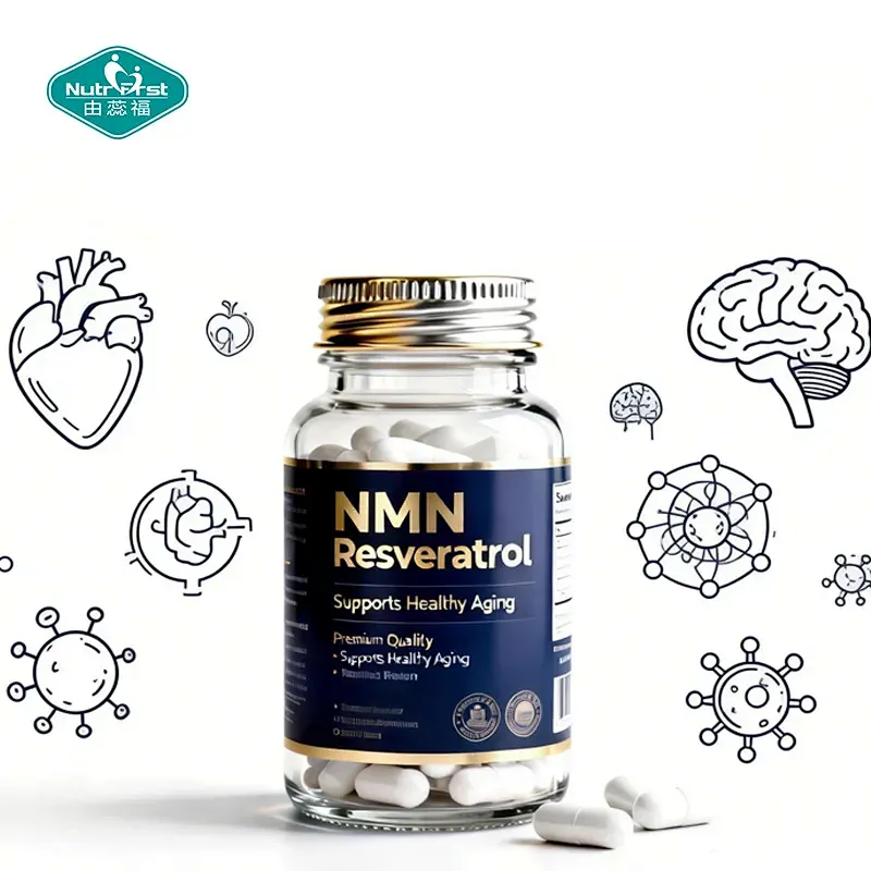 Cápsulas antienvejecimiento de resveratrol Nmn, fábrica certificada GMP, etiqueta privada y OEM/ODM disponibles