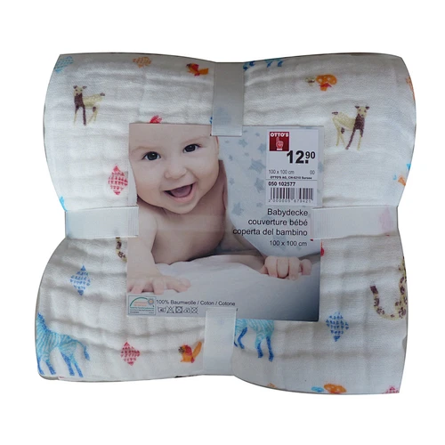 Vente en gros 100% coton prélaqué 6 couches bébé couvertures en mousseline