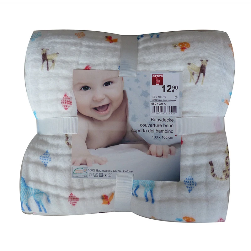 Amazon vente chaude lavable 6 couches coton bébé mousseline swaddle couverture