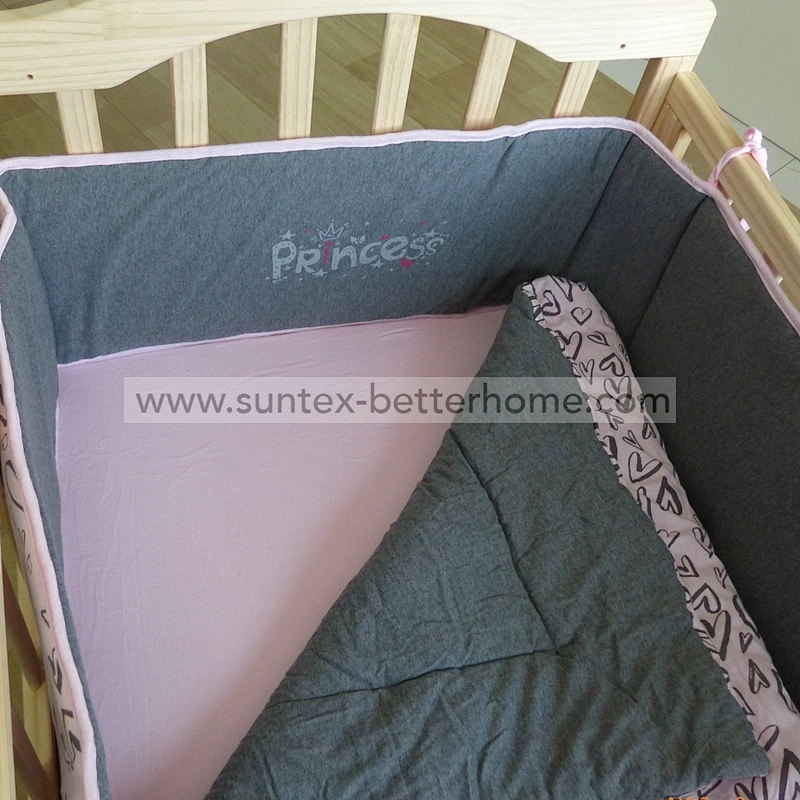 100% Cotton Jersey Baby Crib Bumper Fitted Sheet Baby Quilt 3PCS Baby Crib Bedding Set