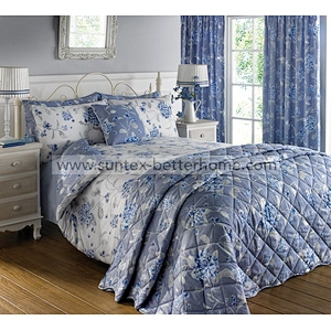 Housse de couette en microfibre de luxe Ensemble de couvre-lit Ensemble de literie imprimé floral avec rideaux