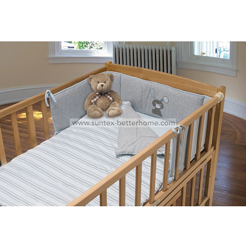 Juego de parachoques de cuna de jersey de algodón 100% Juego de cama de cuna para bebé