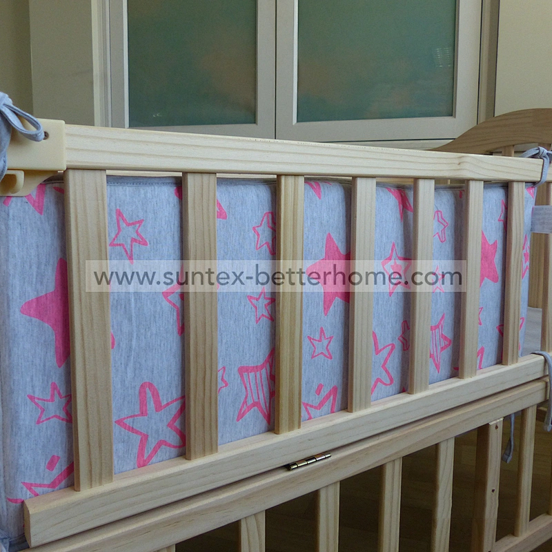 Venta al por mayor 100% algodón Jersey Baby Crib Bedding Set 3PCS Crib Bumper Set
