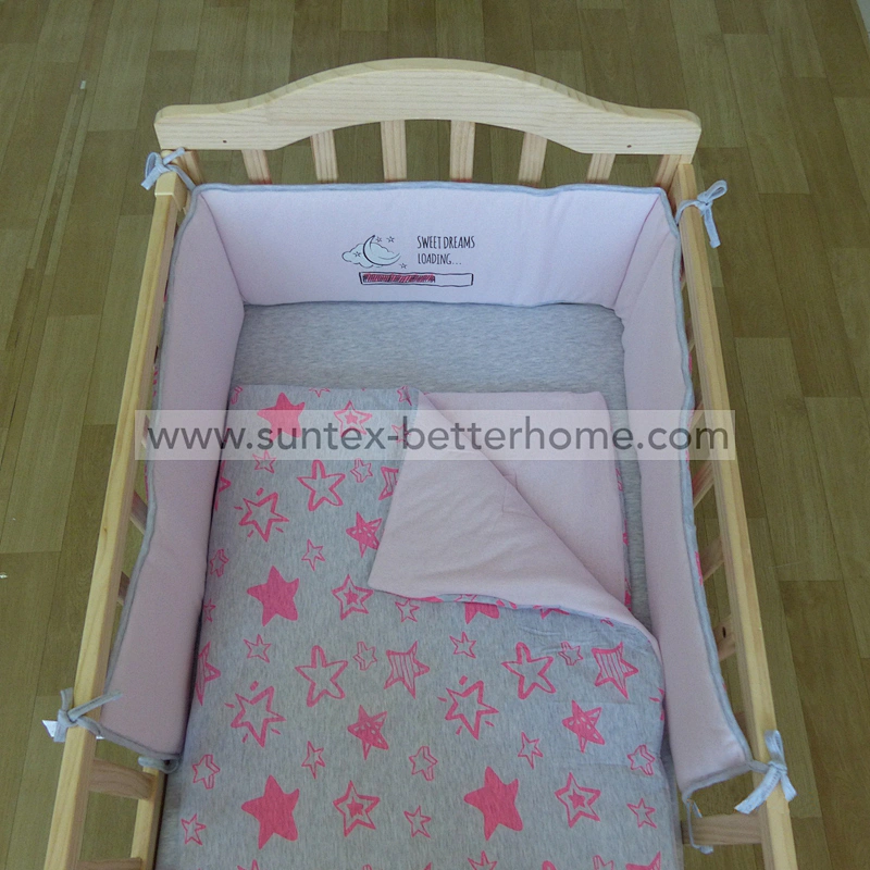 Wholesale 100% Cotton Jersey Baby Crib Bedding Set 3PCS Crib Bumper Set