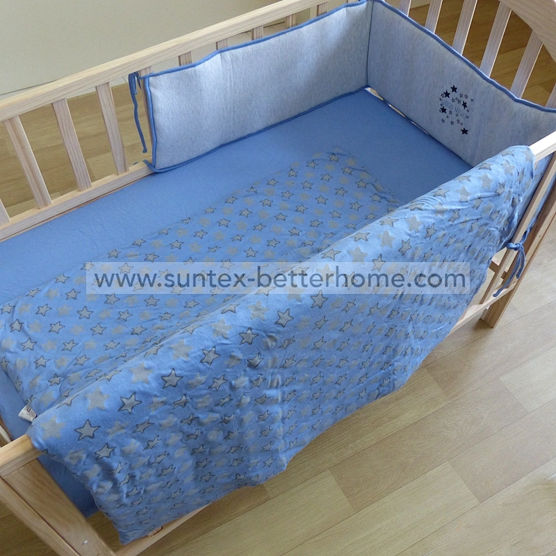 Baby Crib Nursery 100%Cotton Jersey Baby Bed Bumper Bedding Crib Sheet Set