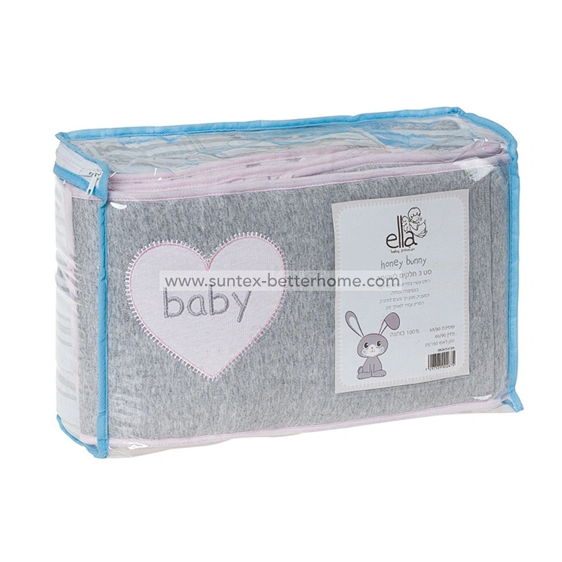 Custom 100% Cotton Jersey Crib Sheet Baby Bedding Set with Crib Bumper