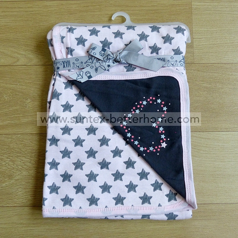 Étoiles en gros doubles couches 100% coton interlock couvertures pour bébés