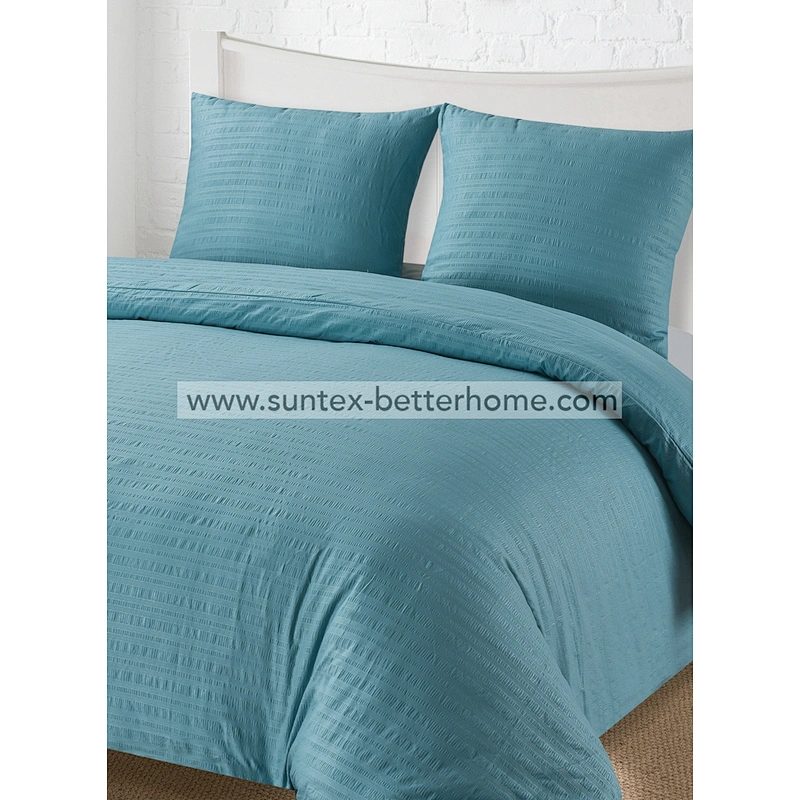 Accueil Linge de lit en relief Seersucker Housse de couette en microfibre Ensemble de literie