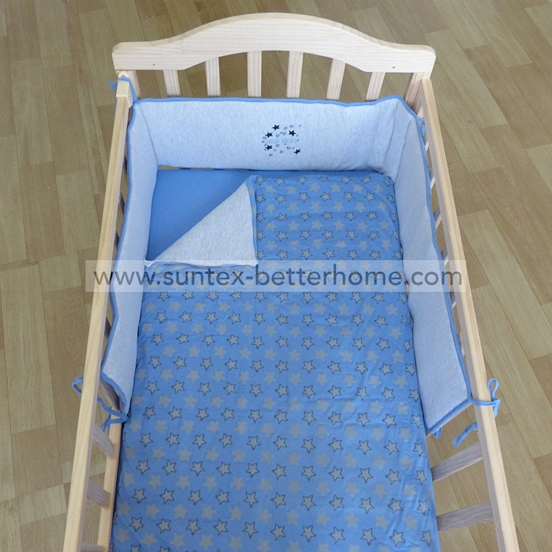 Baby Crib Nursery 100%Cotton Jersey Baby Bed Bumper Bedding Crib Sheet Set